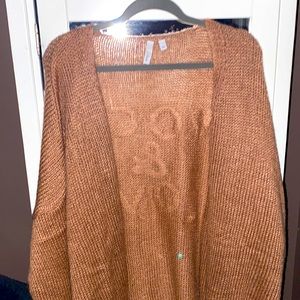 Light weight cardigan with embroidered graphic